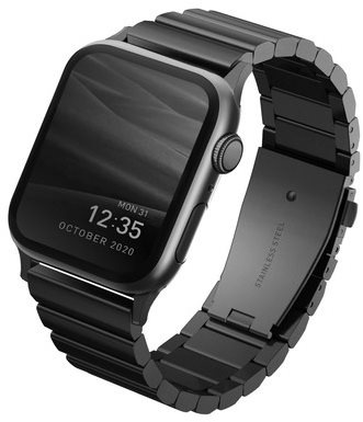 UNIQ STROVA ADJUSTABLE STEEL BAND WITH QUICK-RELESE CLASP FOR APPLE WATCH 49 | 45 | 44 | 42MM | BLACK